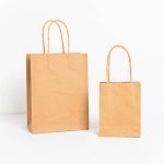 Mockup with craft paper bag. Template for small business branding, gifts, presents