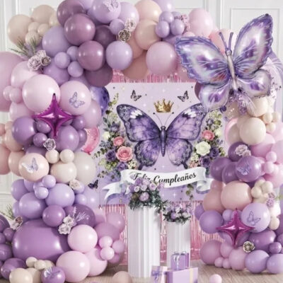 SET GUIRNALDA GLOBOS MARIPOSAS