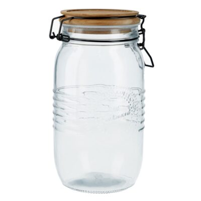 FRASCO DE VIDRIO TAPA DE MADERA 1.5L