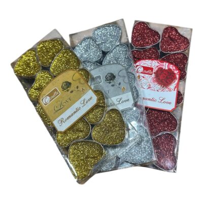 VELAS CORAZON CON BRILLO X10U.