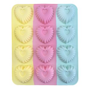 MOLDE DE SILICONA CORAZONES X12