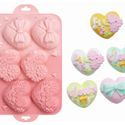 MOLDE DE SILICONA CORAZONES X6