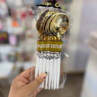 CUCHARAS PLASTICAS DORADAS X12U.