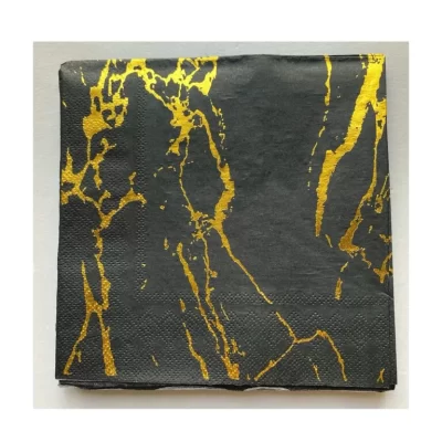 SERVILLETAS 33X33 NEGRAS/DORADO