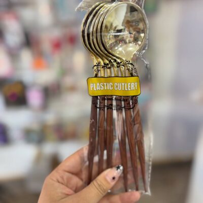 CUCHARITAS PLASTICAS DORADAS X6U.